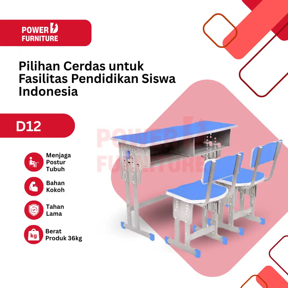 Meja Kelas Ganda | Set Meja Kursi Sekolah | Meja Kursi Sekolah Ganda
