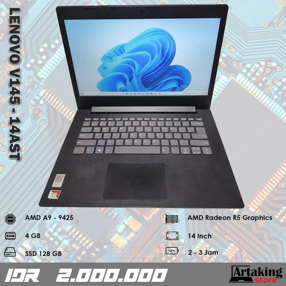 Lenovo V145 - 14AST - AMD A9 - Ram 4 GB - Sudah SSD