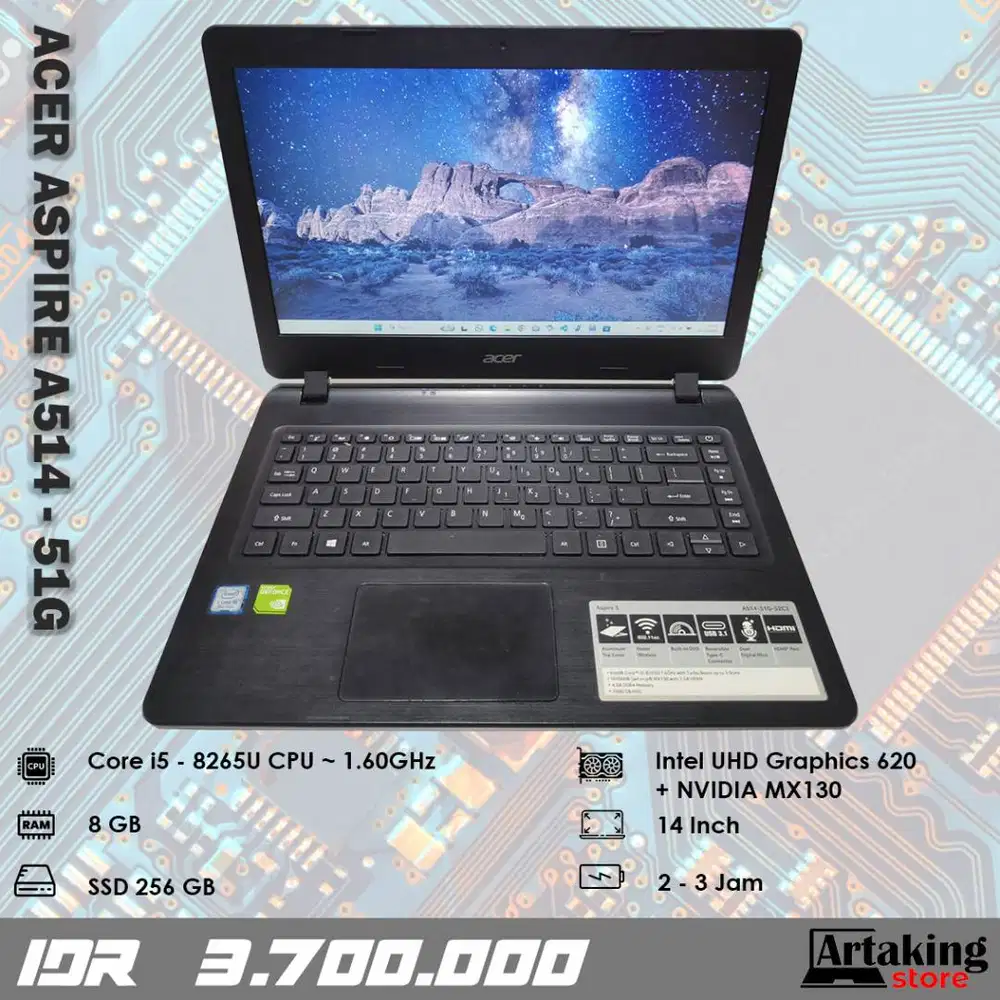 Acer Aspire A514 - 51G - Core i5 - Gen 8 th - Ram 8 GB - SSD 256 GB