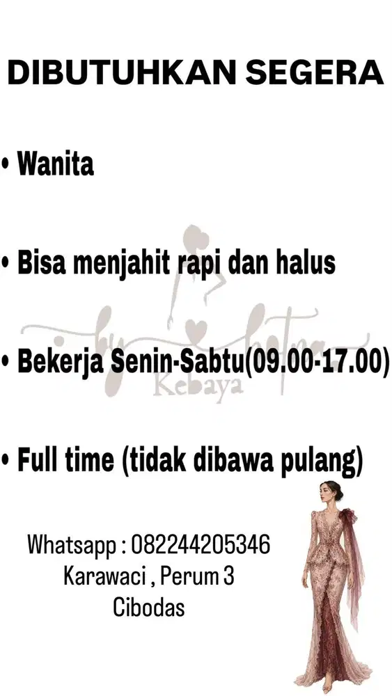 Dibutuhkan Penjahit Pakaian
