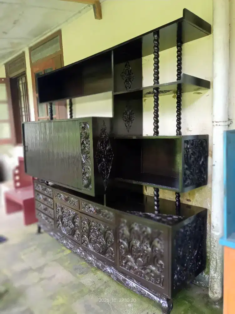 Lemari bufet bupet bufet antik langka jati berat vintage  ukir ukiran