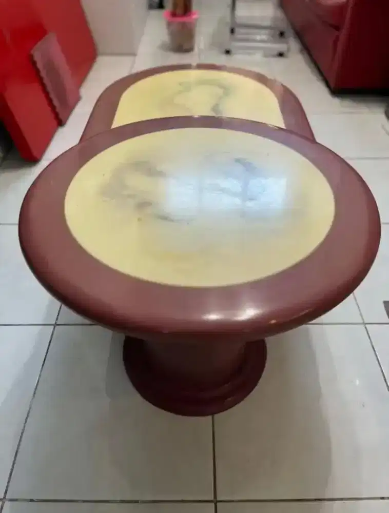 Meja Bundar Bulat Pink Serbaguna