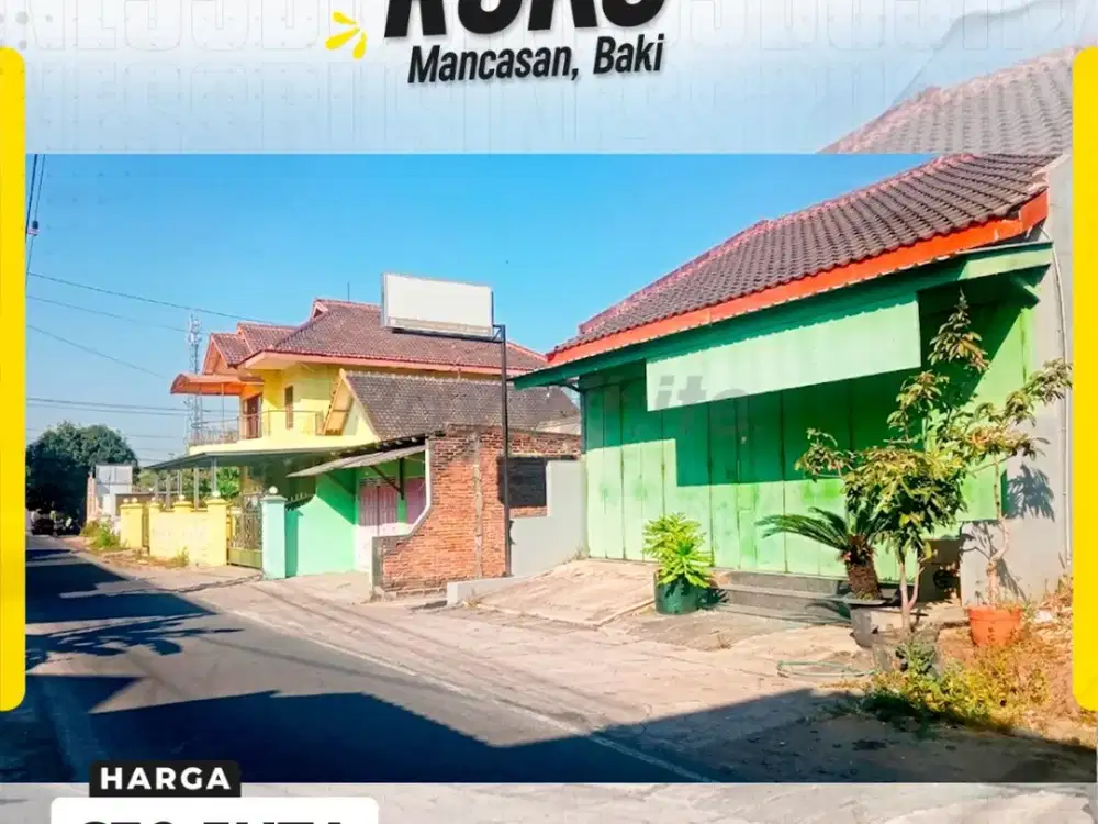 Dijual Ruko Strategis di Mancasan, Baki, Sukoharjo