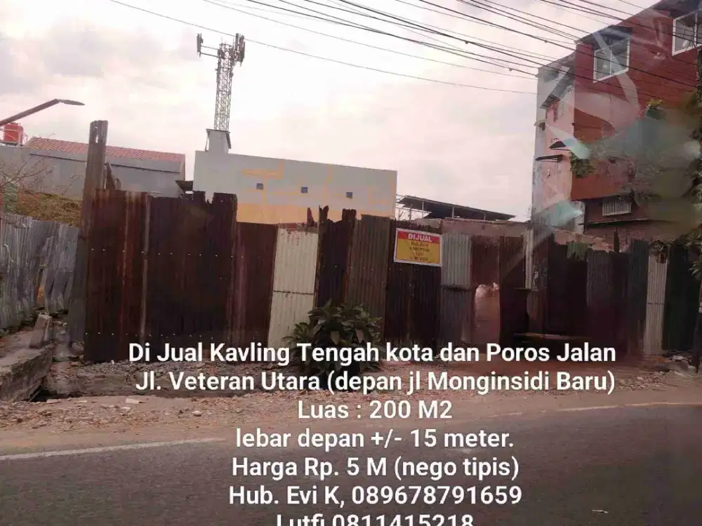 Di Jual Kavling Tengah Kota, Poros Jalan., Jl. Veteran Utara(depan jl. Monginsidi)