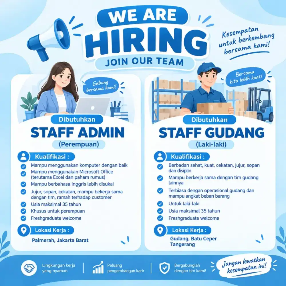 Lowongan Kerja Staff Admin Dan Staff Gudang