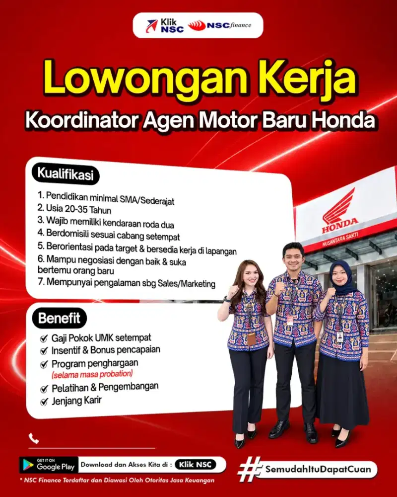 LOWONGAN KORDINATOR AGEN HONDA