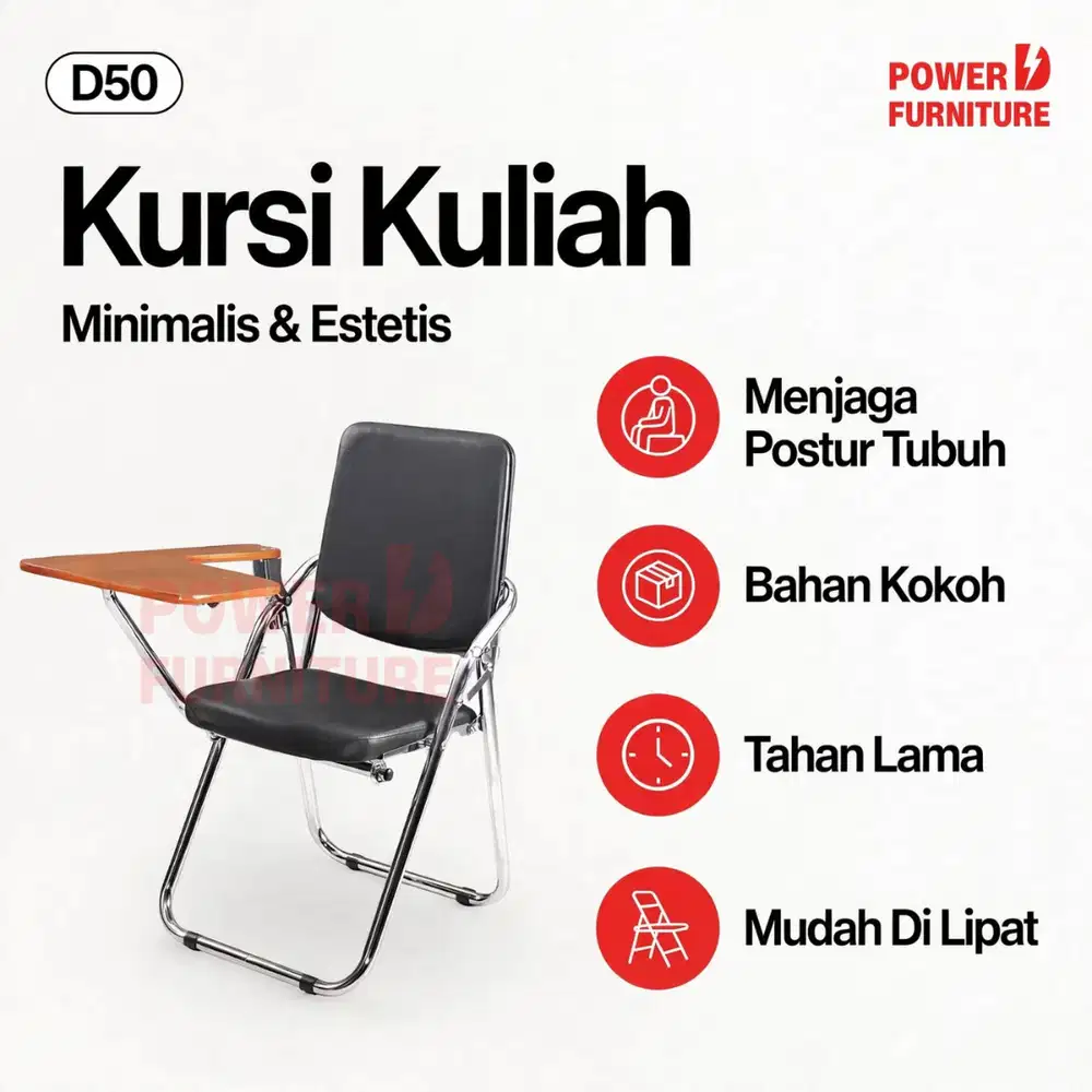D50 - Kursi Kuliah Lipat | Kursi Belajar Kuliah | Kursi Bimbel
