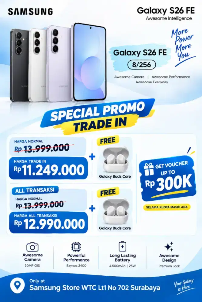 Samsung galaxy S26fe 8/256 bisa cicilan dan tukar tambah