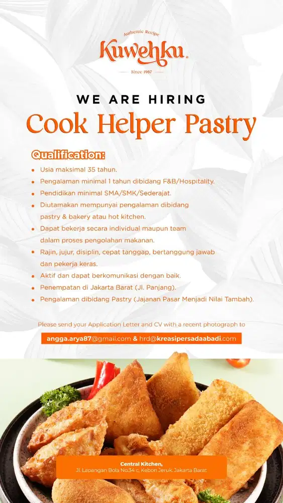 LOKER COOK PASTRY JAJANAN PASAR TRADISIONAL