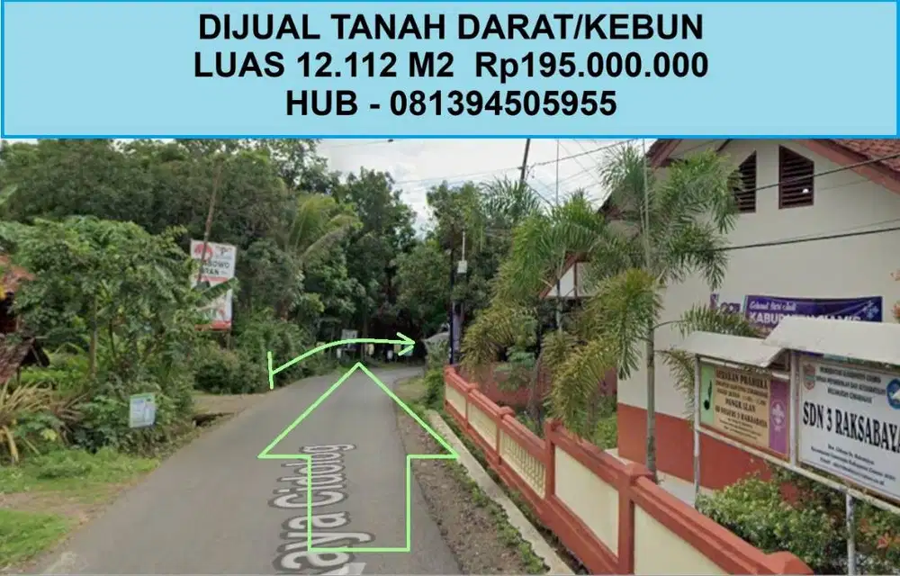 Dijual TANAH KEBUN SHM 12.112 M2  Rp195jt