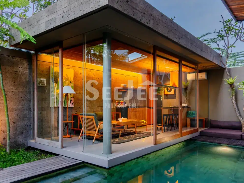 VILLA SHM (HAK MILIK) DIJUAL – VILLA MODERN 2 KAMAR TIDUR DENGAN KOLAM RENANG PRIBADI DI PUSAT CANGGU – SVFC059