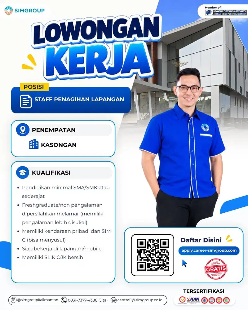 DIBUTUHKAN SEGERA STAF PENAGIHAN - KASONGAN