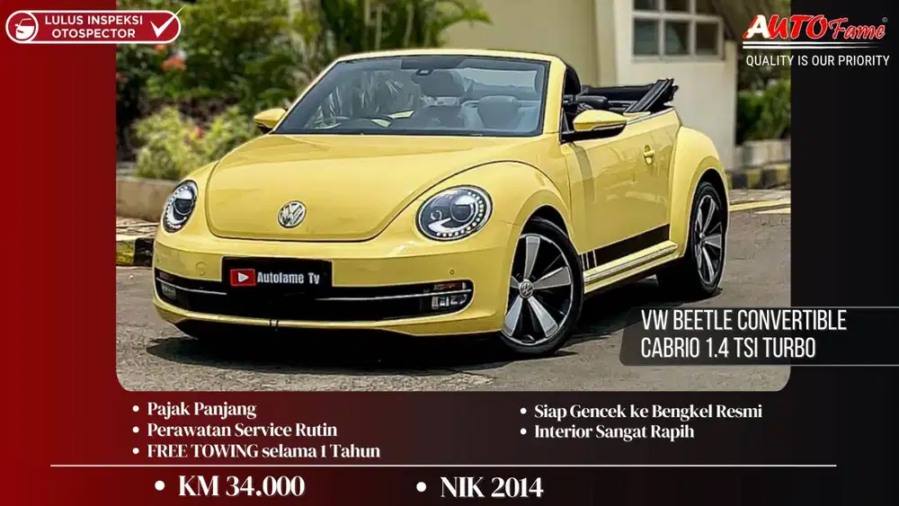KM34RB VW Beetle Convertible Cabrio 1.4 TSI Turbo NIK 2014 Yellow Meta