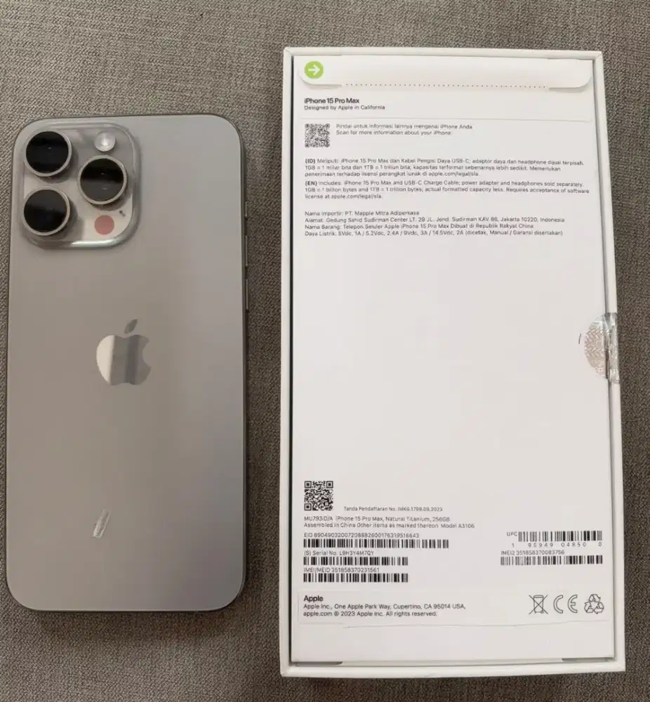 Iphone 15 promax 256 natural titanium