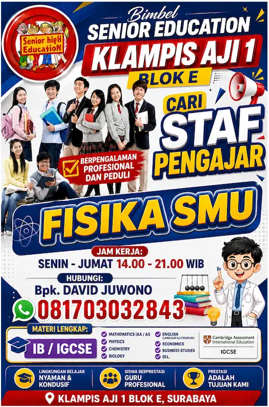Tentor Math/Fis/Chem untuk SMA kurikulum Cambridge atau Ib