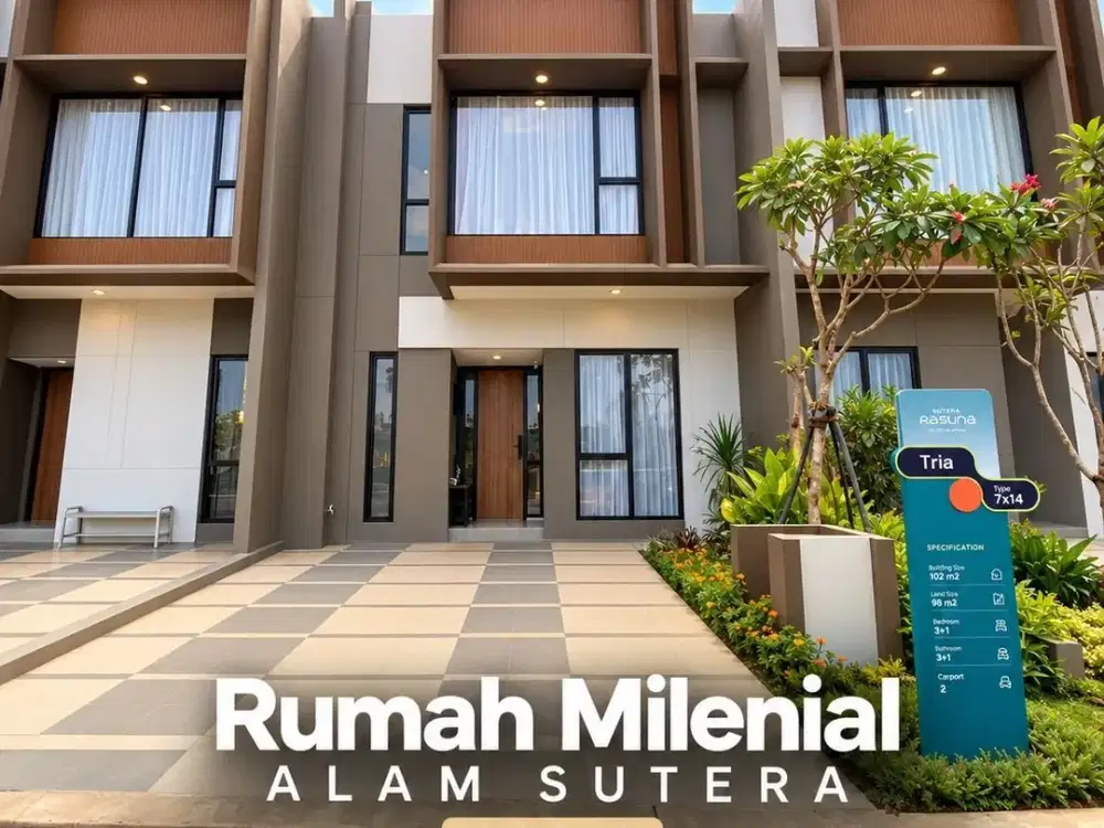 Rumah Baru 4 Kamar Lega Bangunan 2 Lantai Tipe TRIA di Sutera Rasuna Alsut