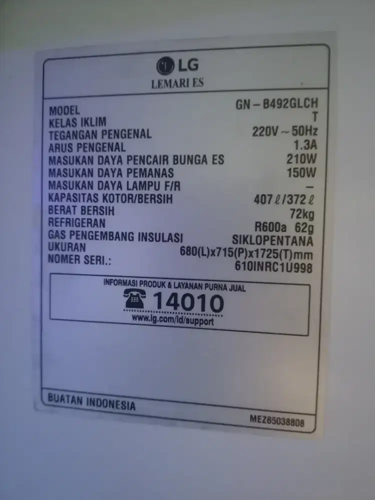 Kulkas  LG  SMART INVERTER ORI  normal