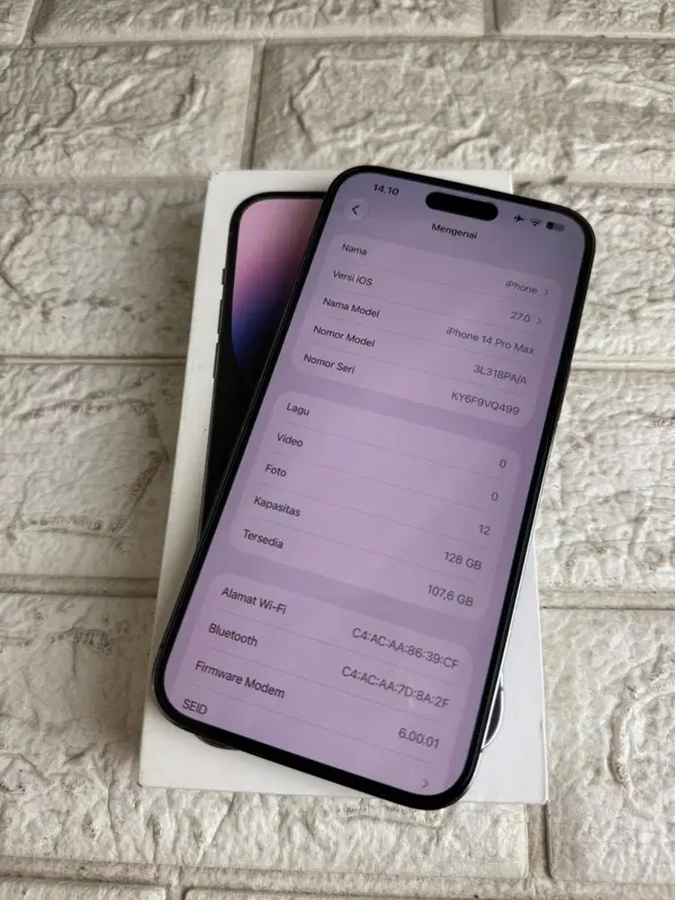 iphone 14 pro max 128gb Ex ibox battery 100% original Terima TT dan CO