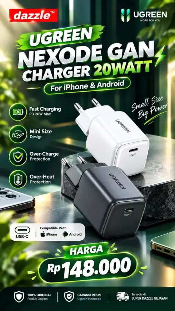 UGREEN GAN NEXODE 20W TYPE C CHARGER