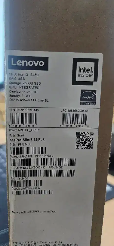 Lenovo slim 3 i3 1315U 8GB DDR5 256GB