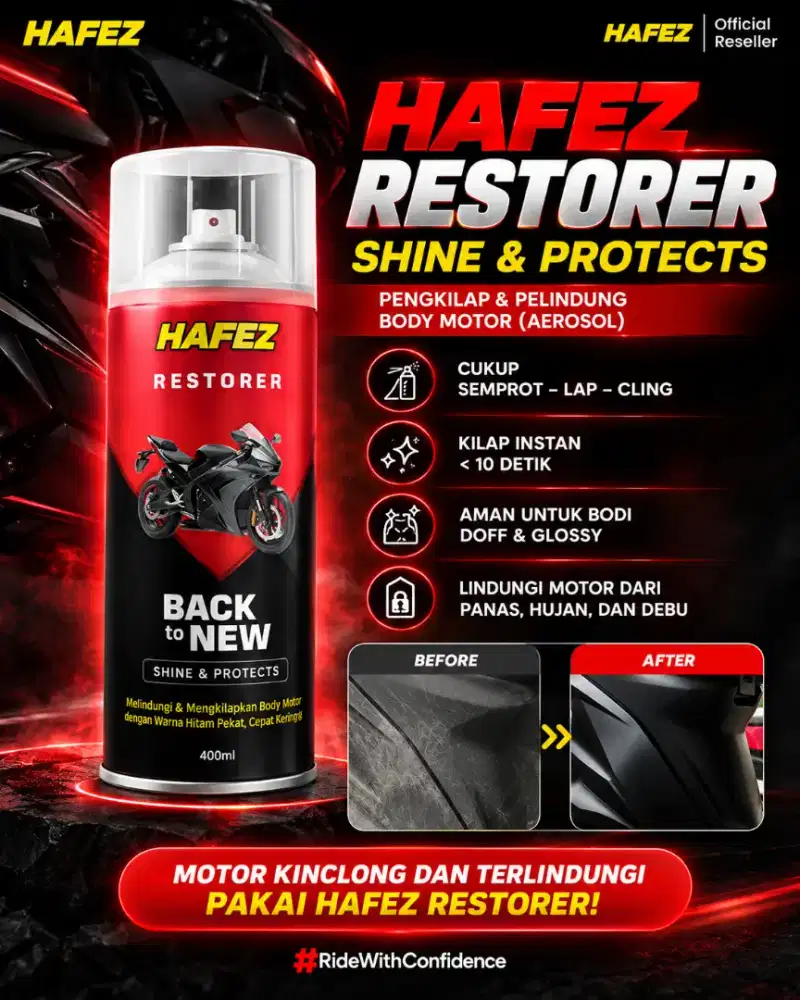 Pengkilap Motor Aerosol Hafez Restorer 400ml
