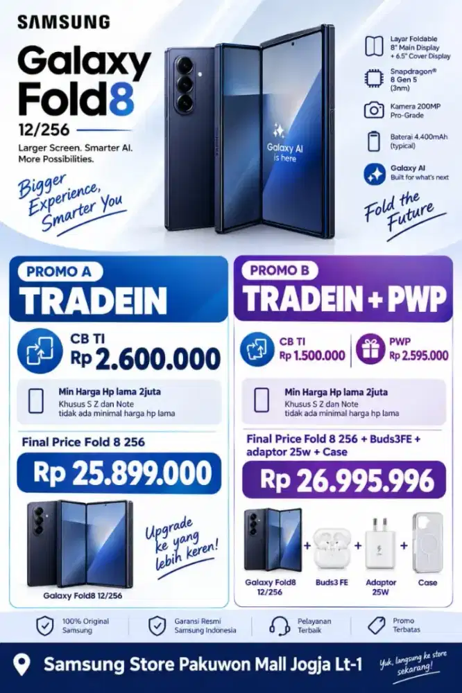 PROMO ZFOLD 8 CASHBACK 8JT Bisa Tukar Tambah Cicilan 0%