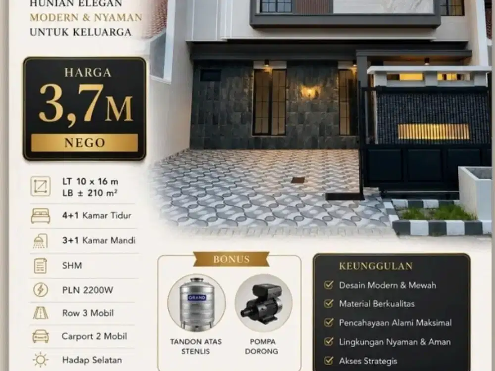 Dijual Hunian Bersih, Modern & Nyaman Untuk Keluarga Manyar Jaya Jalan Lebar