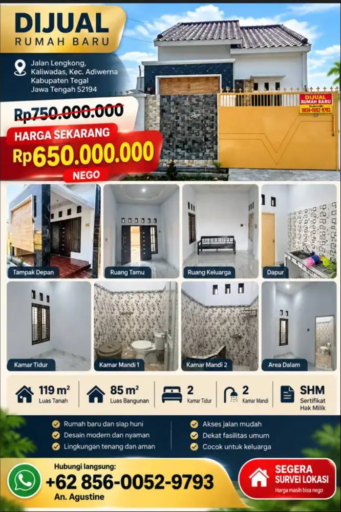 DIJUAL RUMAH SIAP HUNI KALIWADAS ADIWERNA TEGAL – TURUN HARGA!