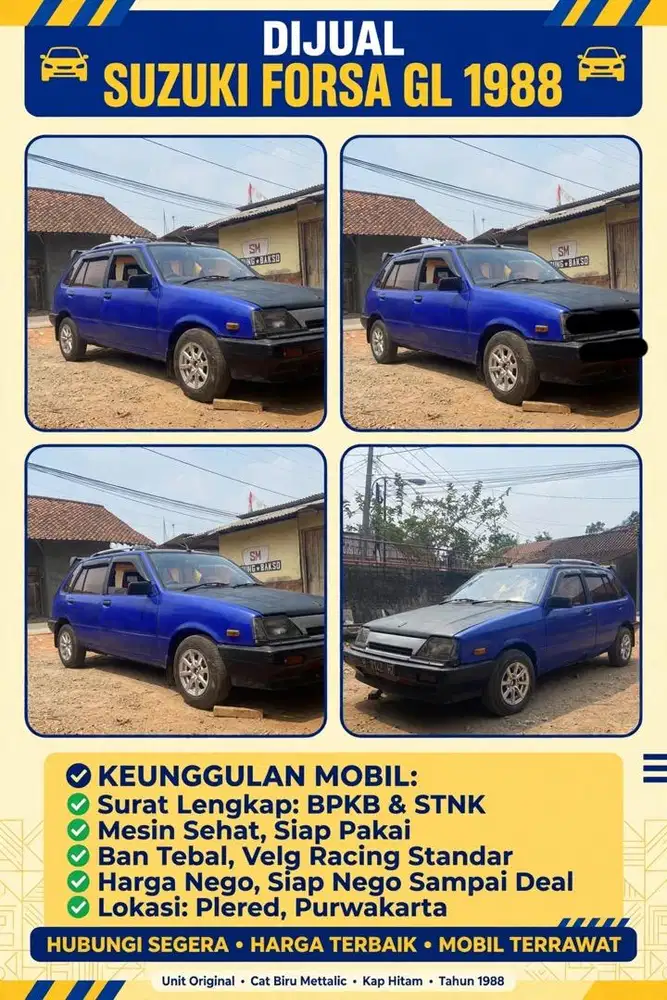 Suzuki Forsa GL 1988 Hatchback Biru 1000cc Terawat - Plered Purwakarta