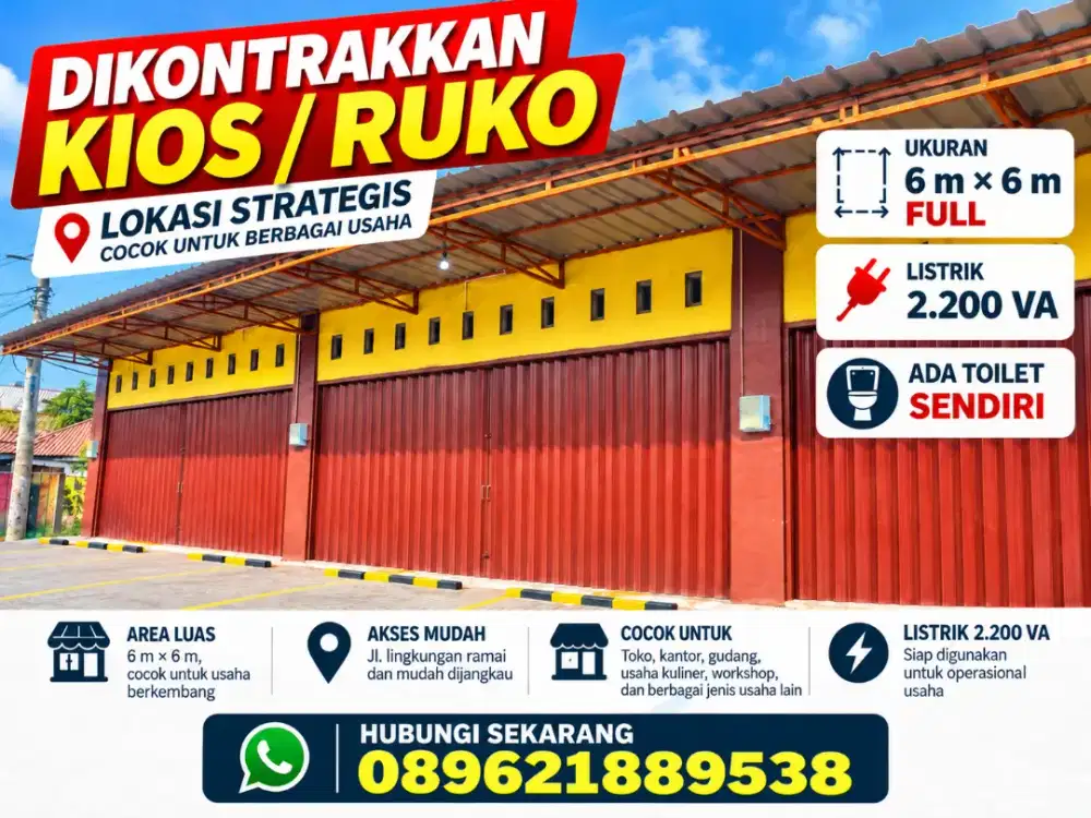 Disewakan Kios Ruko Pinggir Jalan Raya Purworejo Dekat Lampu Merah