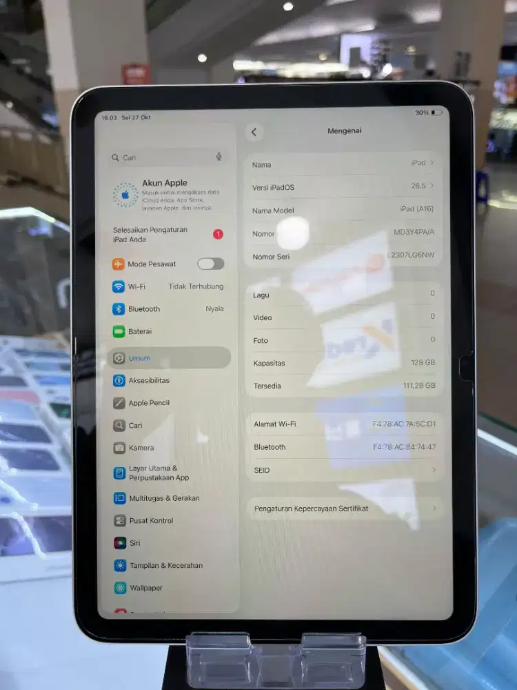 Ipad 11 128 ibox wifi garansi sampai Juli 2027