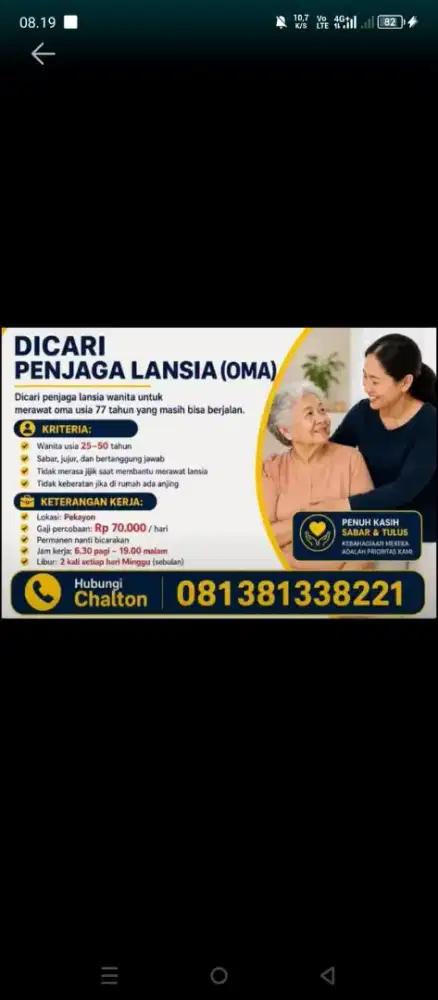 Jaga lansia  yang sudah berpengalaman