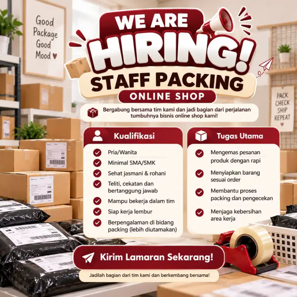 Staff Packing Olshop Kuat Lembur Duri Kosambi Cengkareng Jakarta Barat