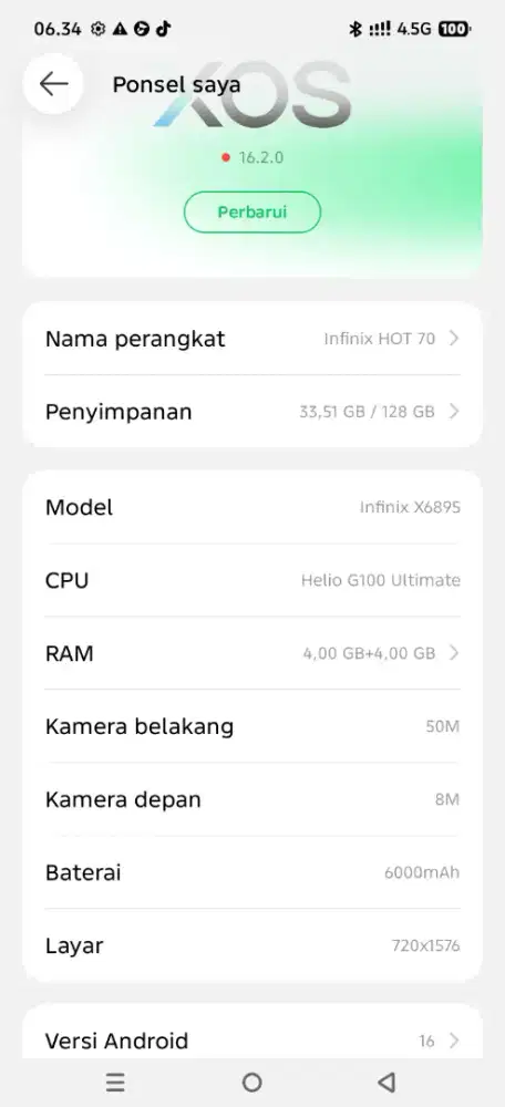 Infinix hot 70 Fullset