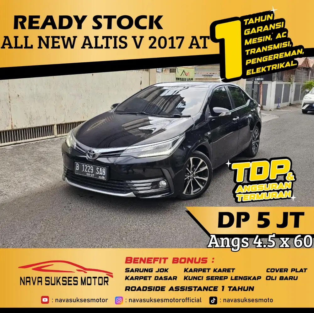 TDP 5 Jt Angs Termurah All New Altis V 1.8 2017 Matic Hitam Low Km