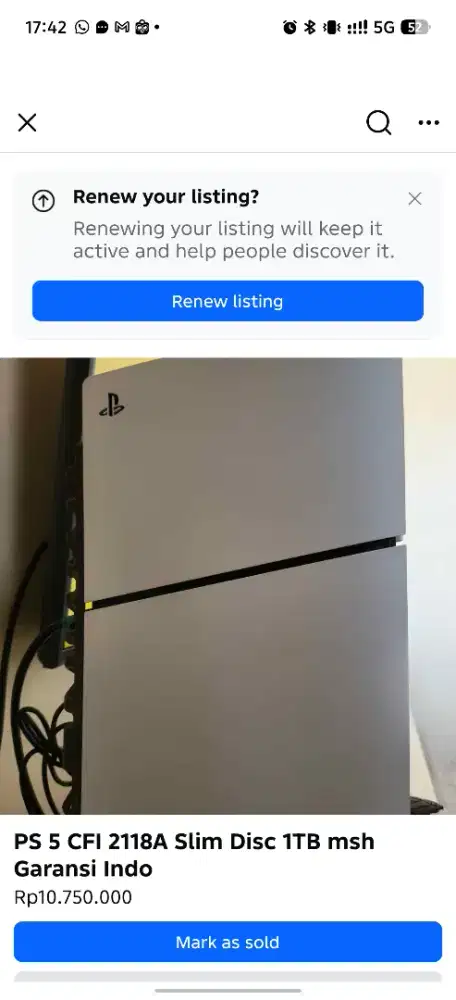 PS 5 CFI 2118A Slim Disc 1TB msh Garansi Indo