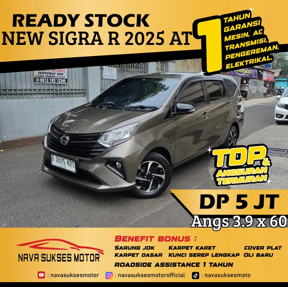 TDP 5 Jt Angs Termurah New Sigra R 2025 Matic Coklat Low Km Rasa Baru