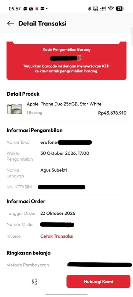 Apple iPhone Duo 256GB, Star White Hasil Pre Order Online Erafone