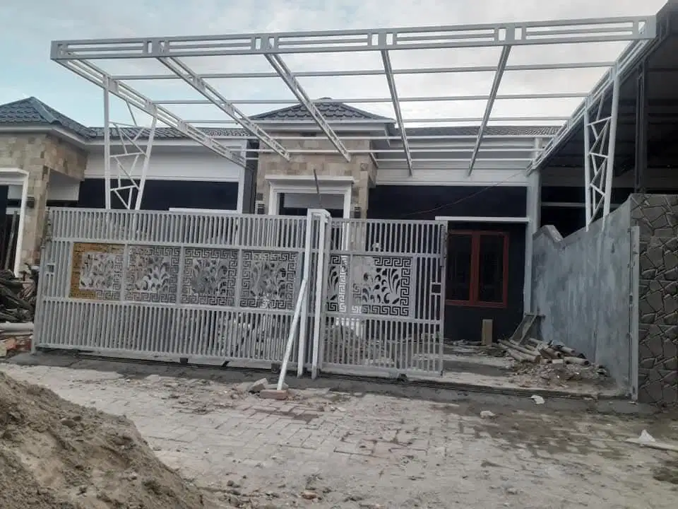 Kanopi rangka hollo 40x40 atap seng sepandek 0,30
