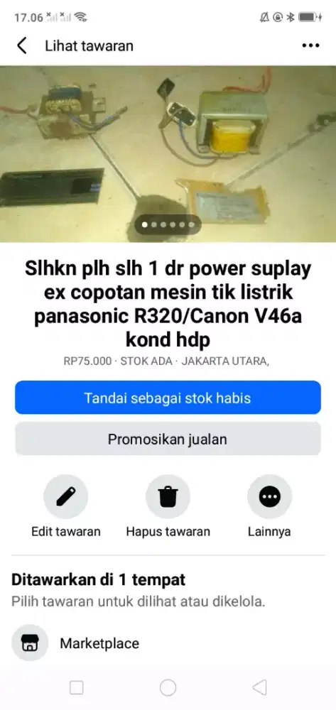 Slhkn plh slh 1 dr power suplai ex copotan mesin tik listrik normal