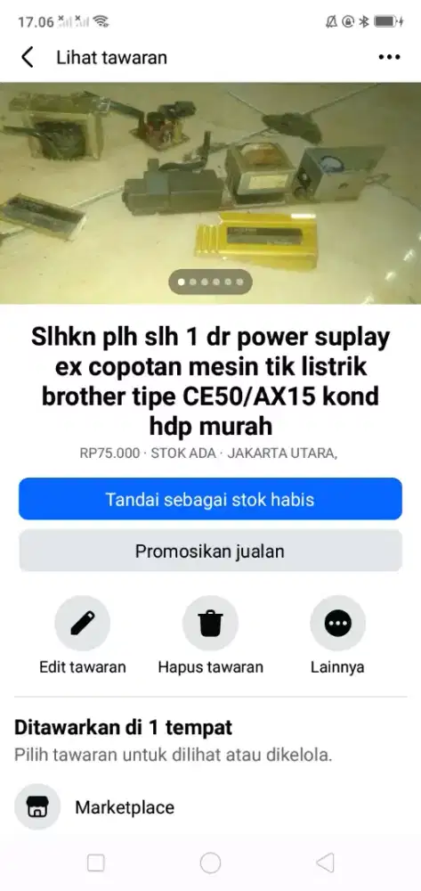 Slhkn plh slh 1 dr power suplay ex copotan mesin tik listrik brother