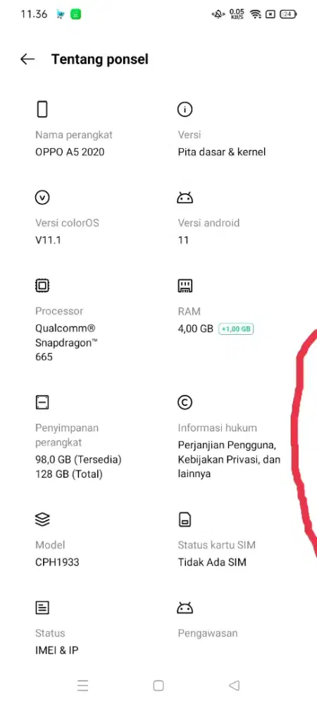 Oppo a5 2020 4/128 batangan