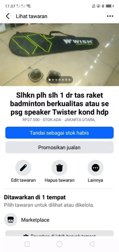 Slhkn plh slh 1 dr tas bulu tangkis atau sblh nya kond bgs hrg murah
