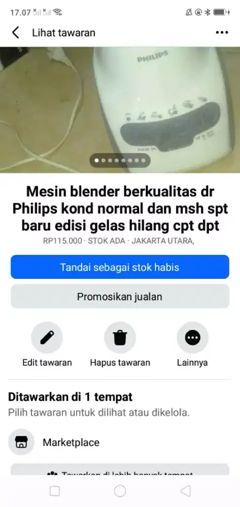 Mesin blender Philips berkualitas kond normal msh spt baru non gelas