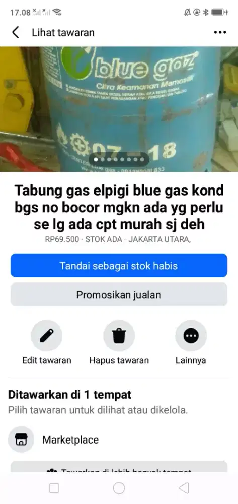 Tabung gas elpigi blue gas kond bgs mgkn ada yg tertarik murah sj deh