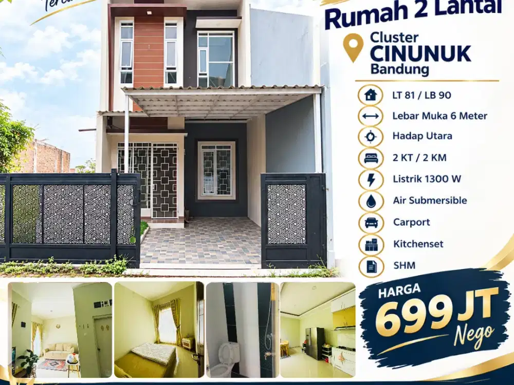 Rumah 2 lantai nyaman terawat di Cinunuk, Cileunyi Bandung