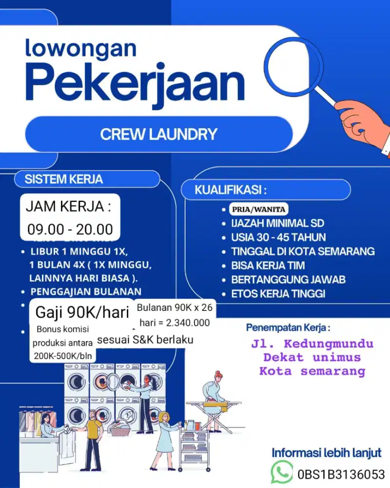 LOKER LAUNDRY SATUAN JL. KEDUNGMUNDU SEMARANG