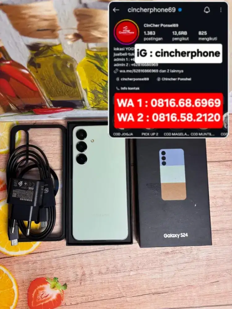 hp likenew Samsung S24 8/256 5G warna esklusif grs resmi free adaptor