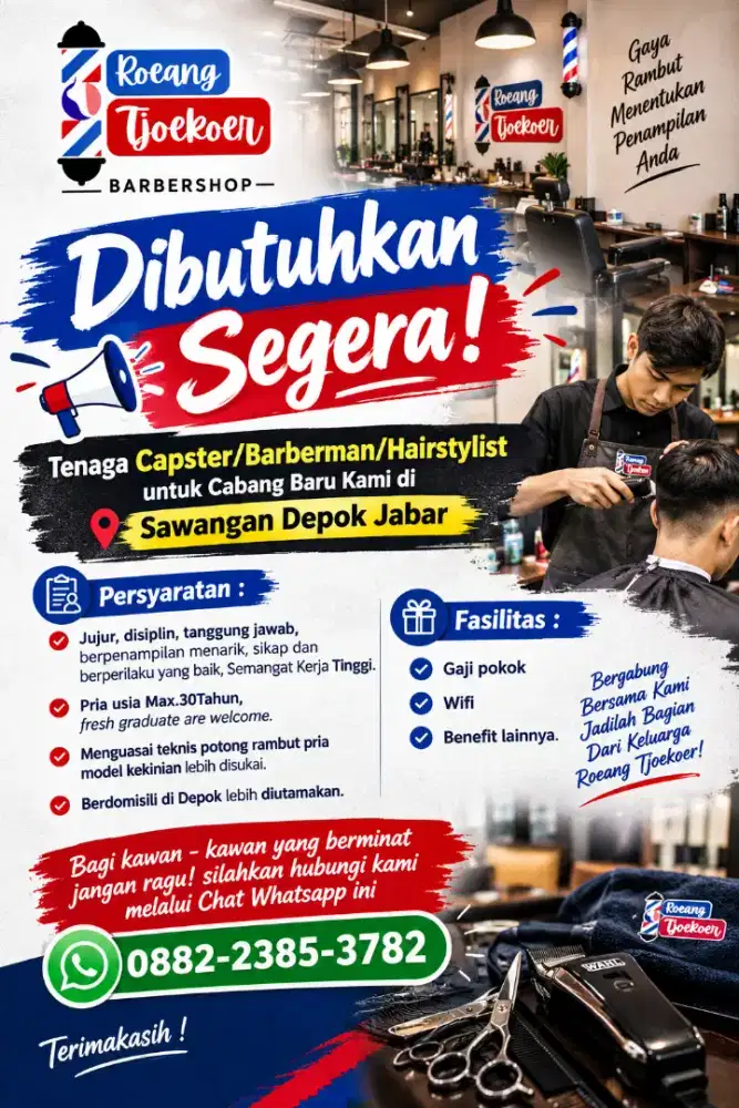 Dibuka Lowongan Kerja Capster/Barberman!