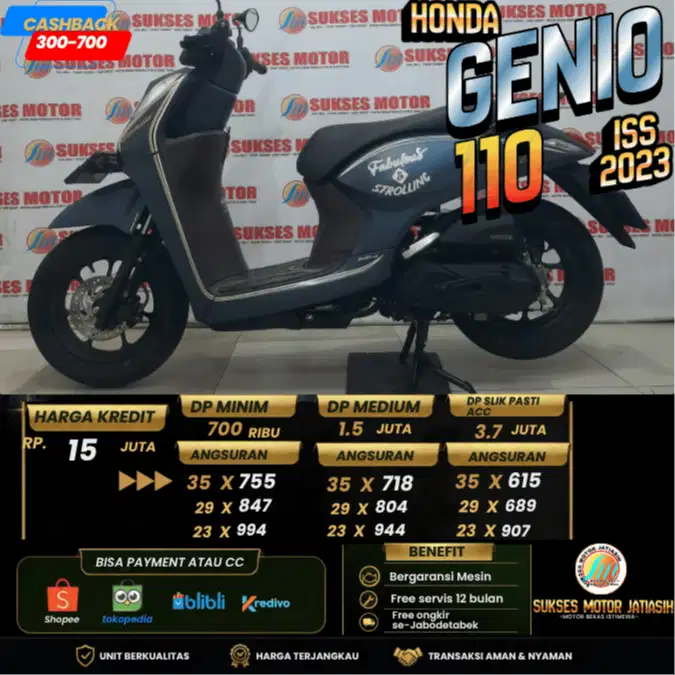 HONDA GENIO ISS 2023 PLAT JAKARTA KM MASIH RENDAH BISA CASH&KREDIT